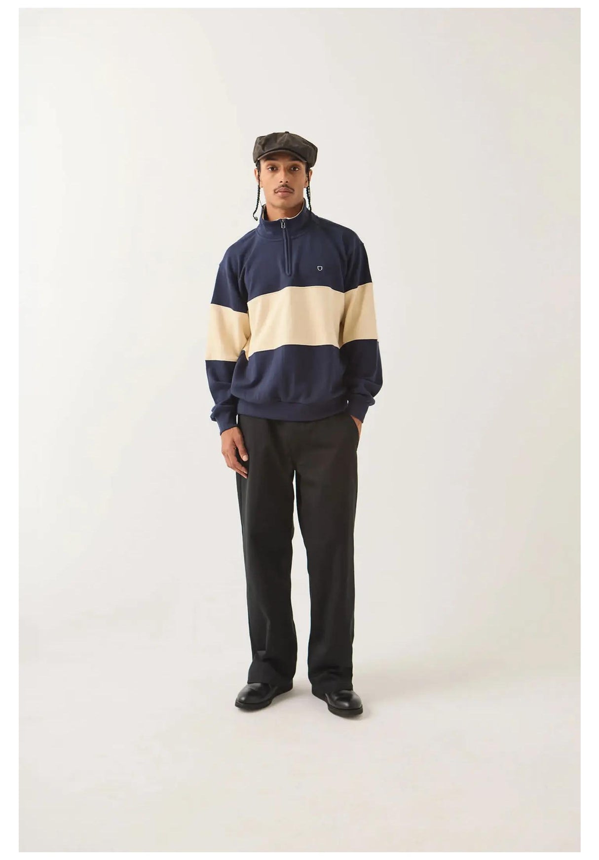Brixton Danville Quarter Zip Fleece Sweatshirt navy-whitecap – Rückenansicht