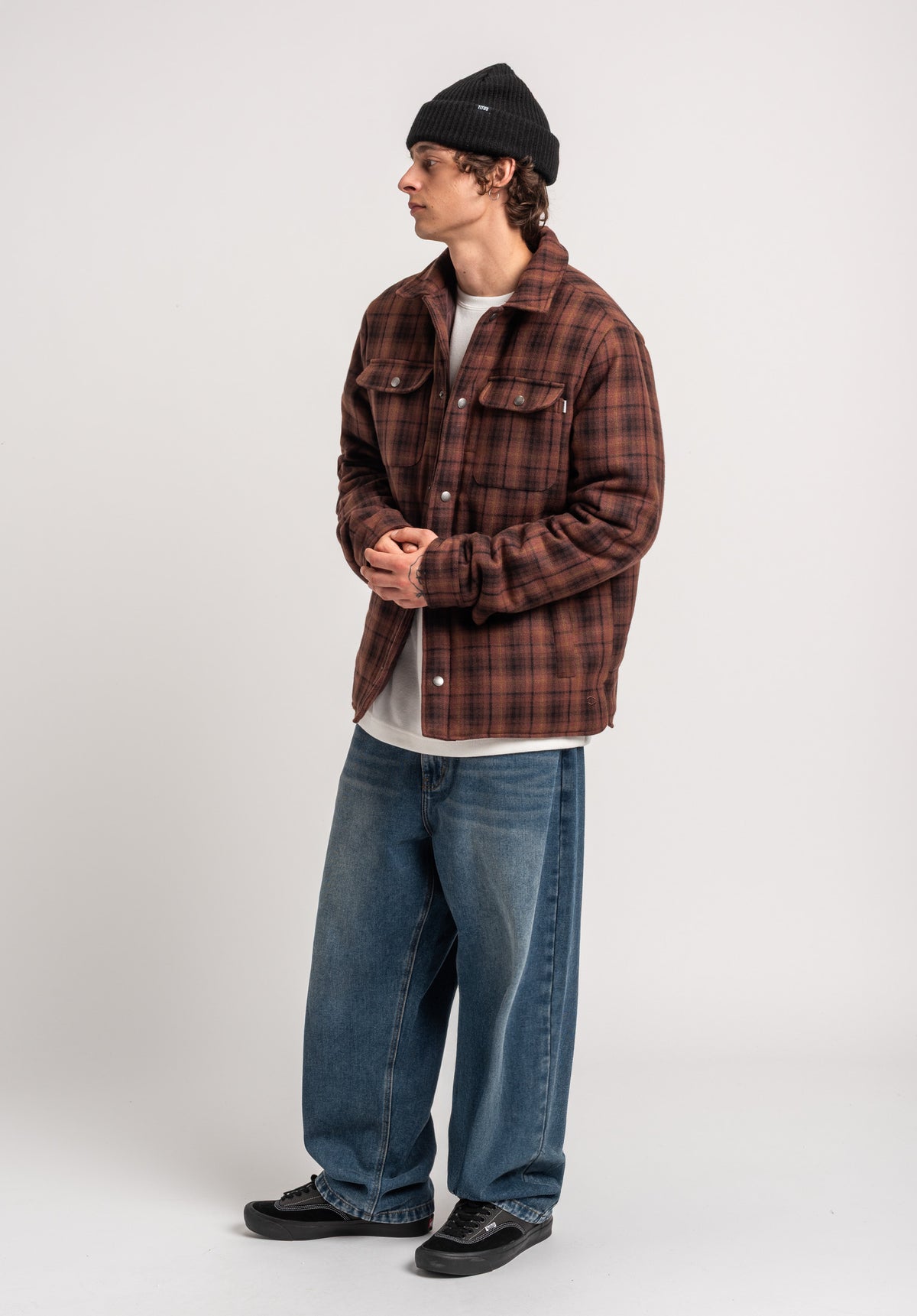 TITUS Thage Übergangsjacke darkbrown checked – Detailansicht 2