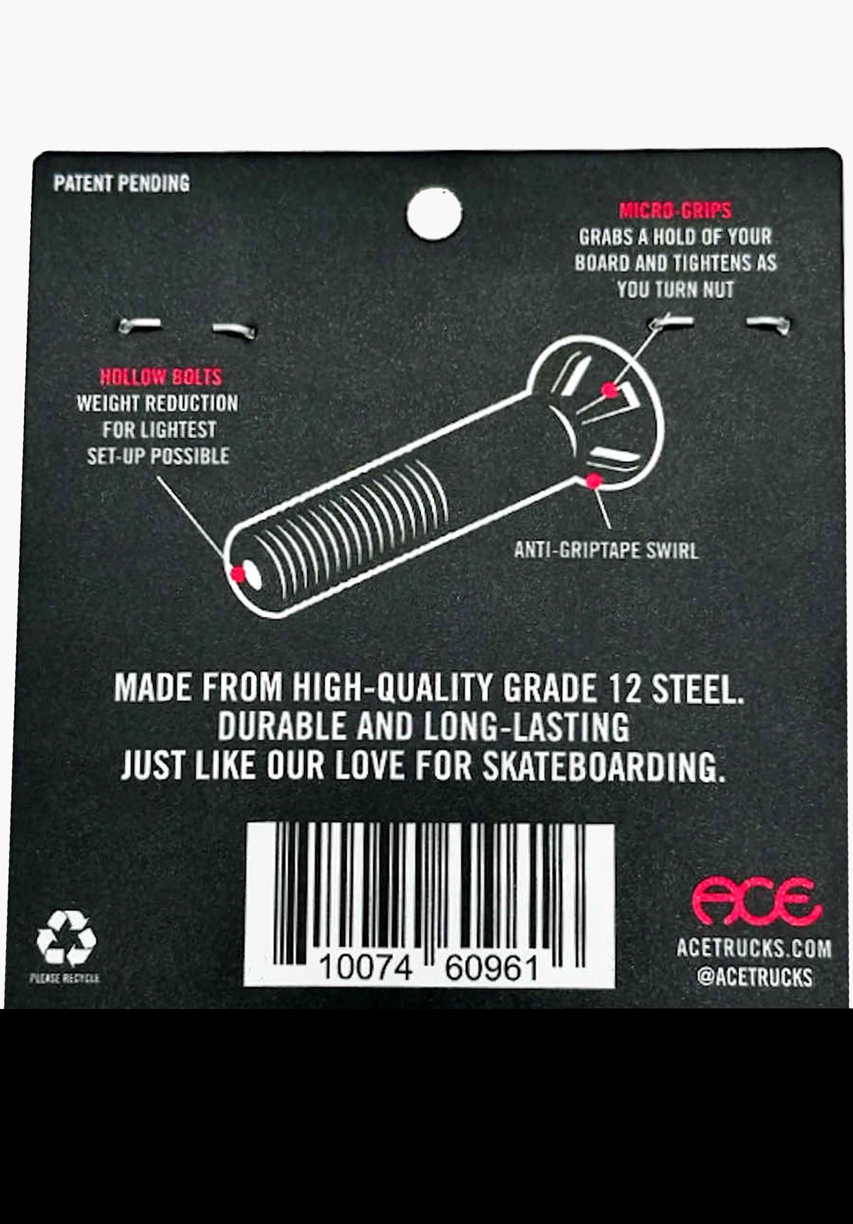 Allen 7/8" AF1 Hollow Bolts with Grippers black Rueckenansicht