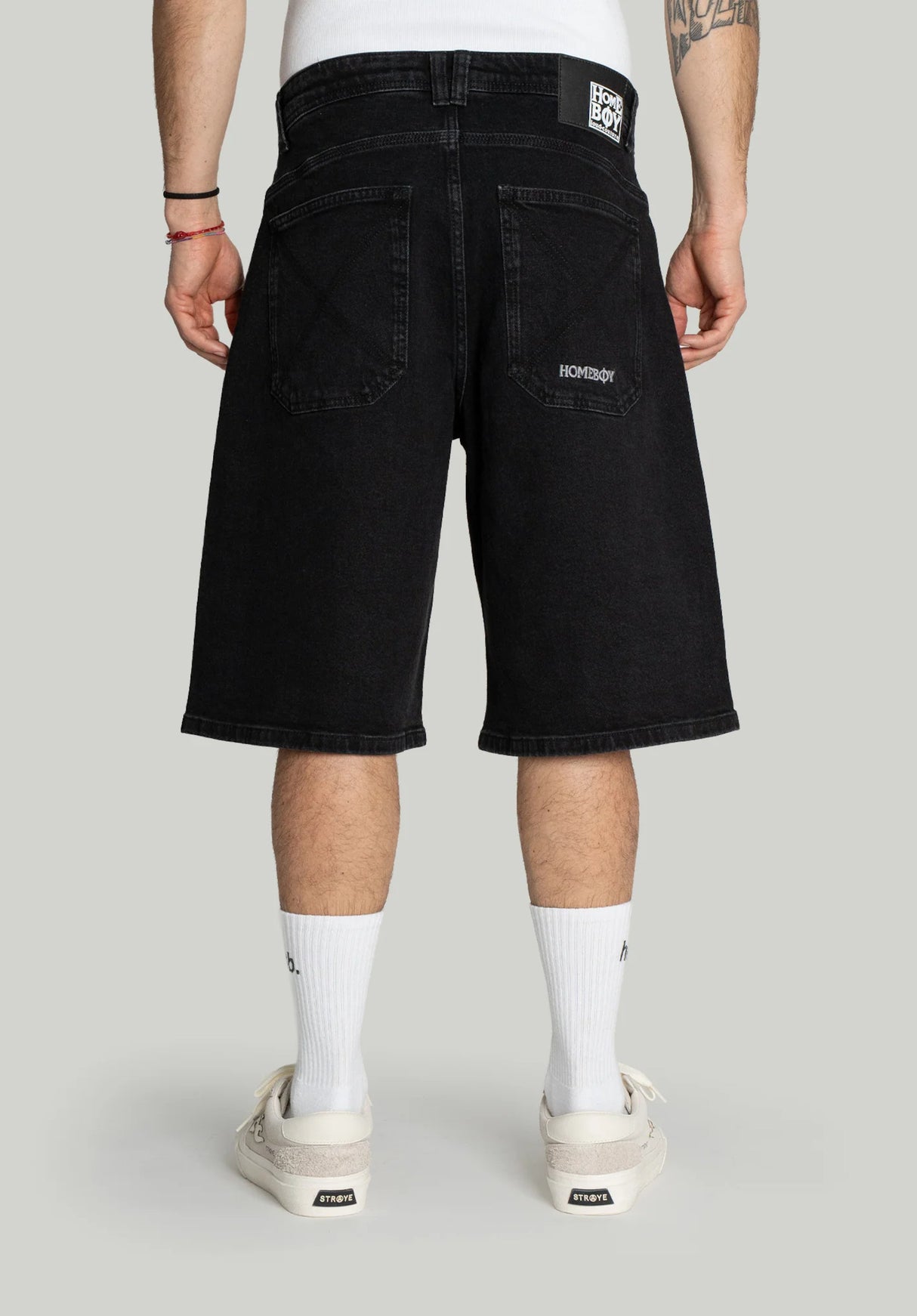 X-Tra Monster Denim Shorts washedblack Rueckenansicht