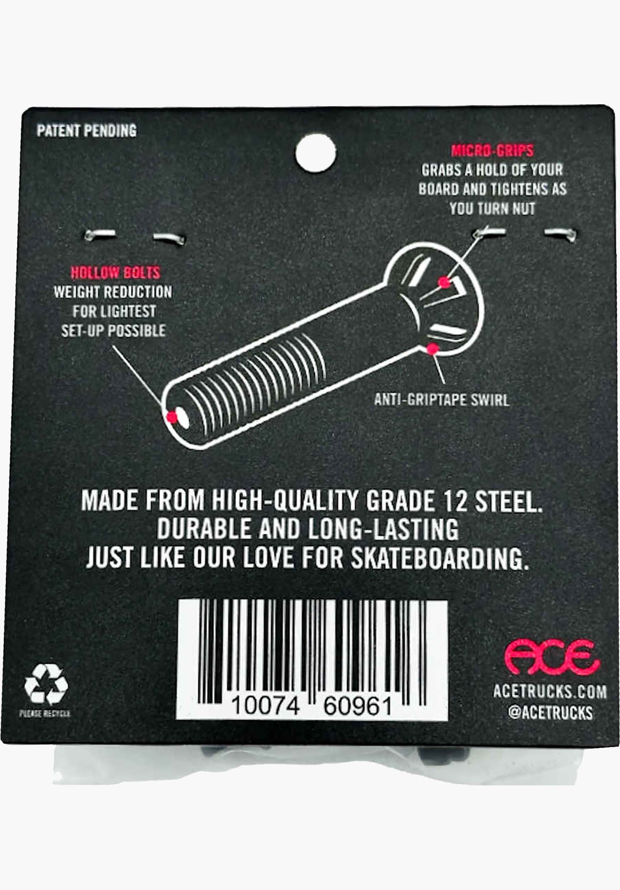 Allen 1 1/4 AF1 Hollow Bolts with Grippers black Rueckenansicht