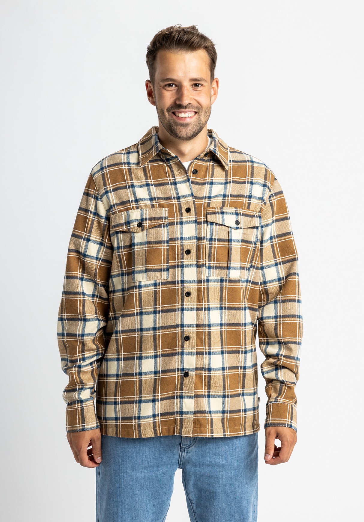 Beesil blue-orange-checked Closeup1