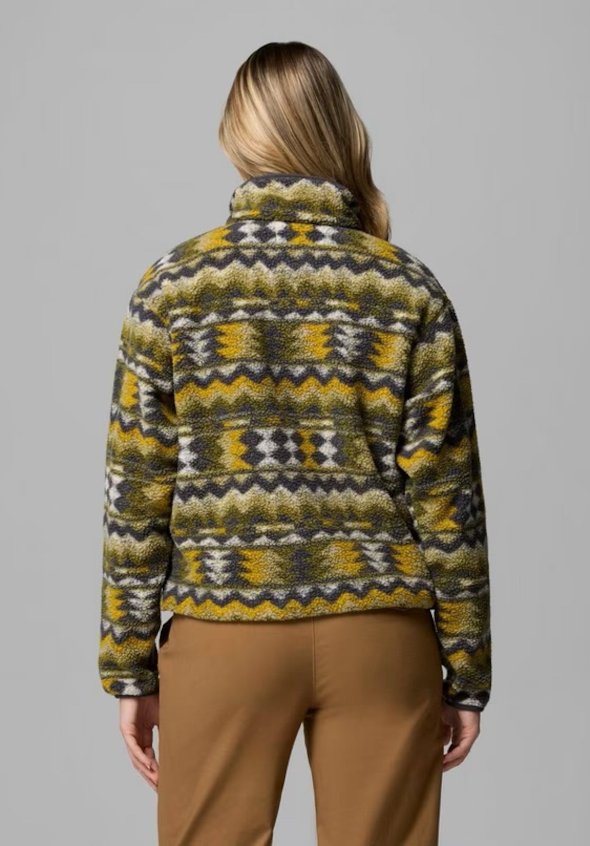 Helvetia II Printed Half Snap Fleece mossygreen-retrotree Rueckenansicht