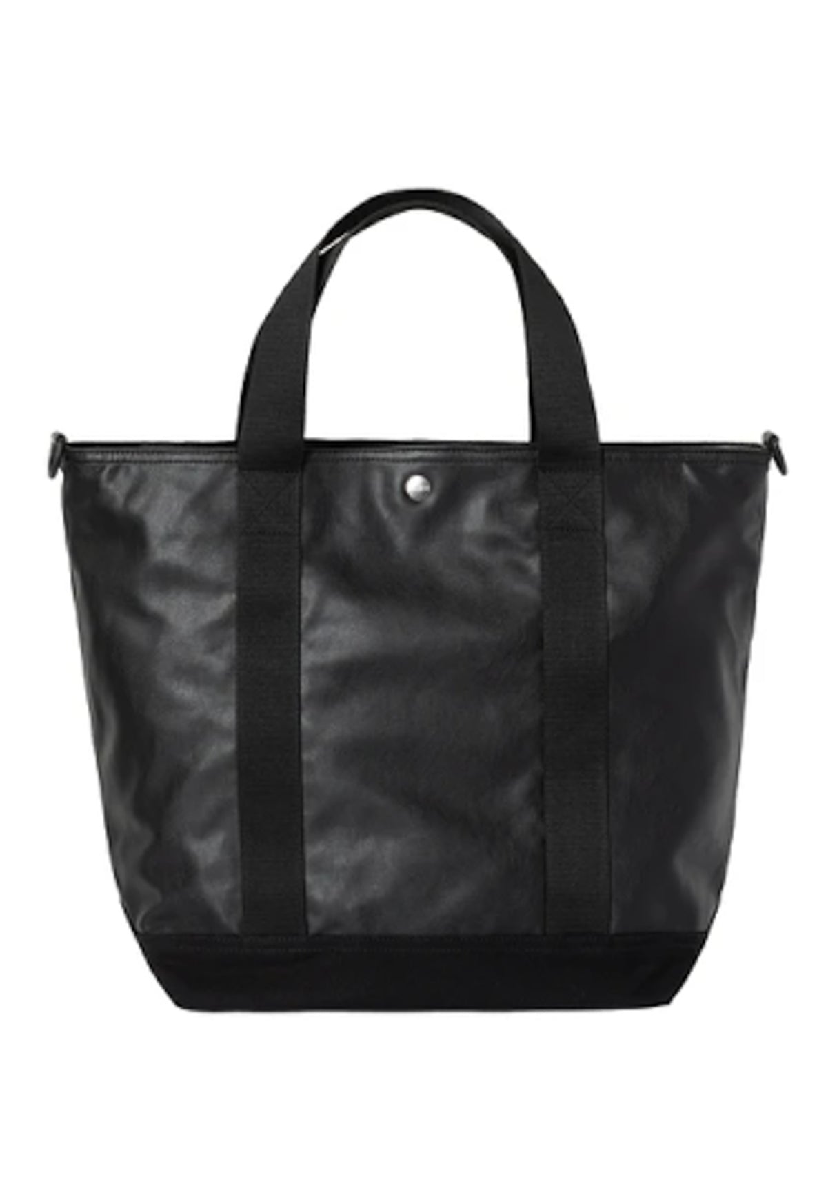 Leather Canvas Tote black Rueckenansicht