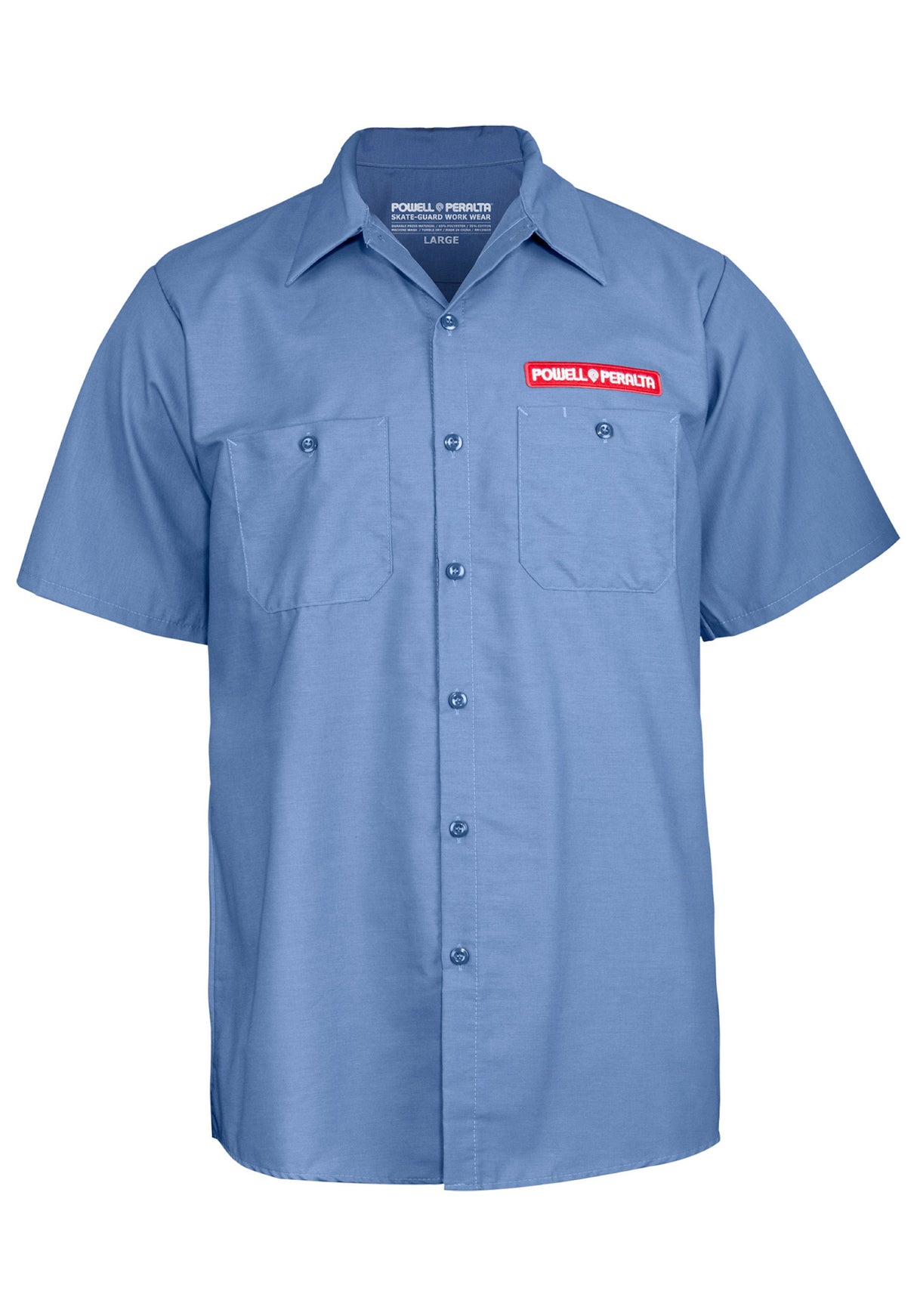 Skateboard Skeleton Work Shirt postal blue Rueckenansicht