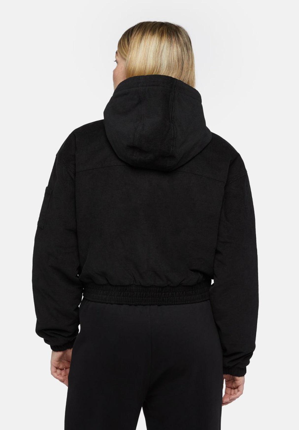 Corduroy Hooded Jacket black Rueckenansicht
