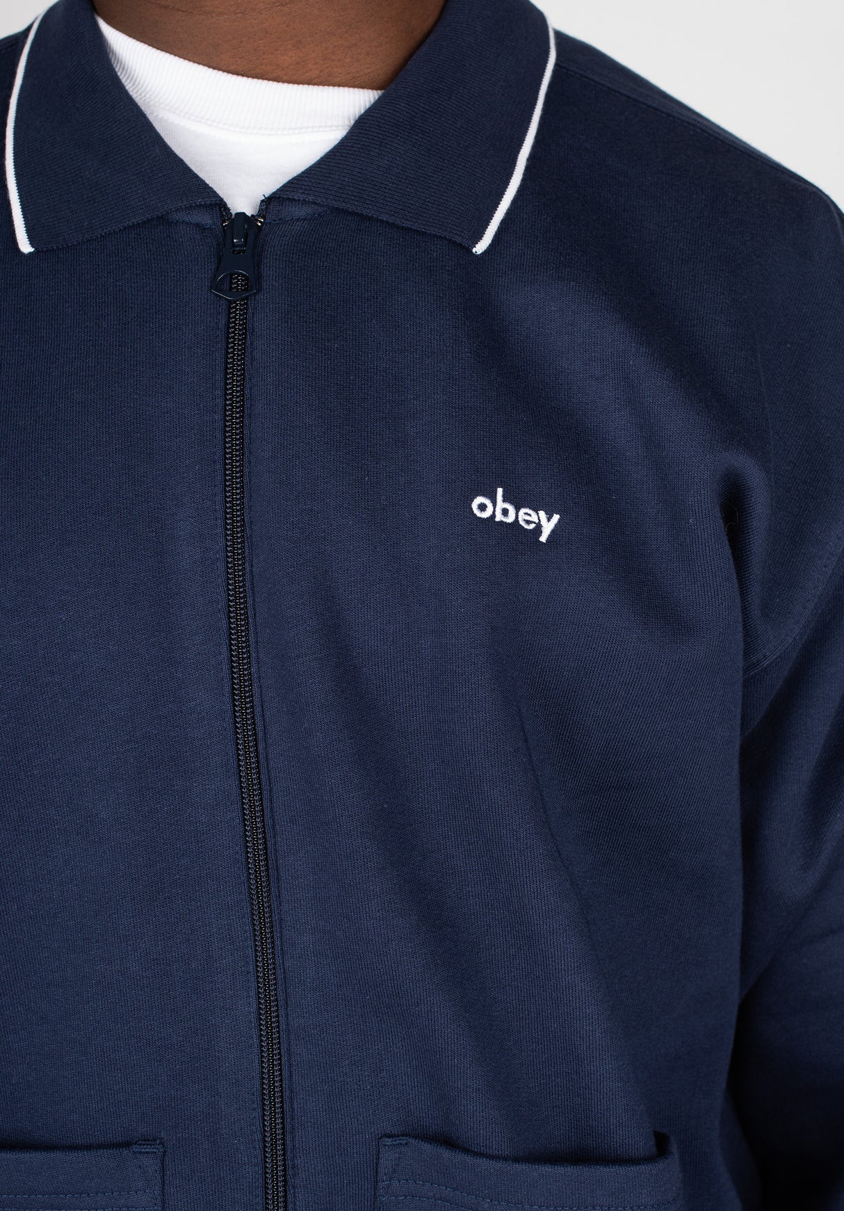 Fontana Zip Front Polo Sweatshirt academynavy Close-Up1