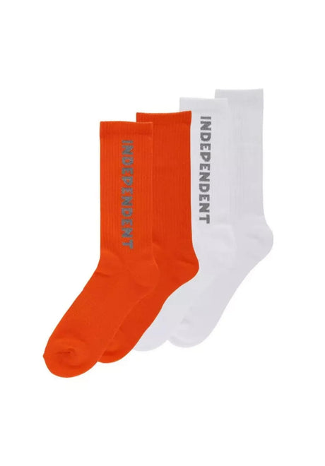 Independent Baseline Mid Crew 2-Pack Socken white-orange – Vorderansicht