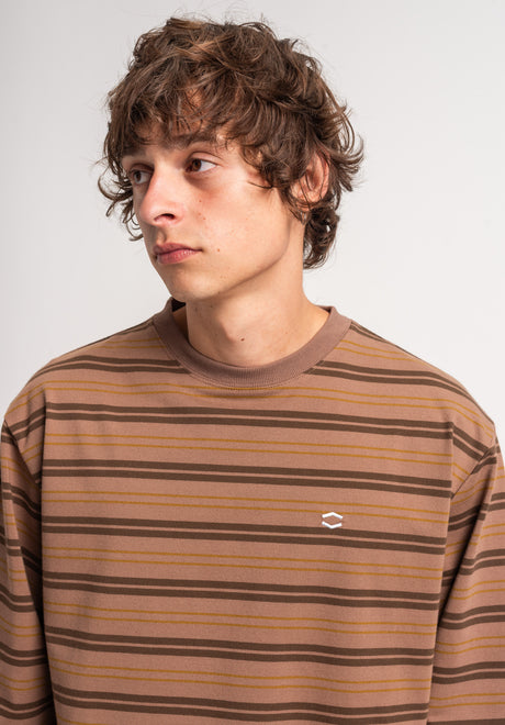TITUS Icon Stripes Longsleeve darkbrown-striped – Rückenansicht