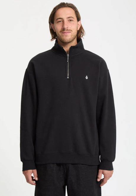 Volcom Single Stone Quarter Zip Sweatshirt black – Vorderansicht