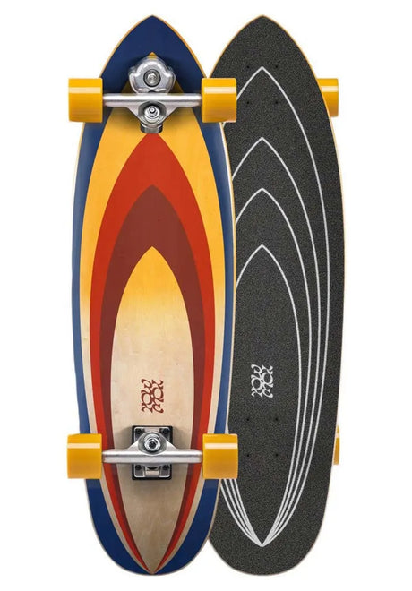 YOW J-Bay Power Surfing 33" Surfskate Cruiser-Komplett yellow-red-blue – Vorderansicht