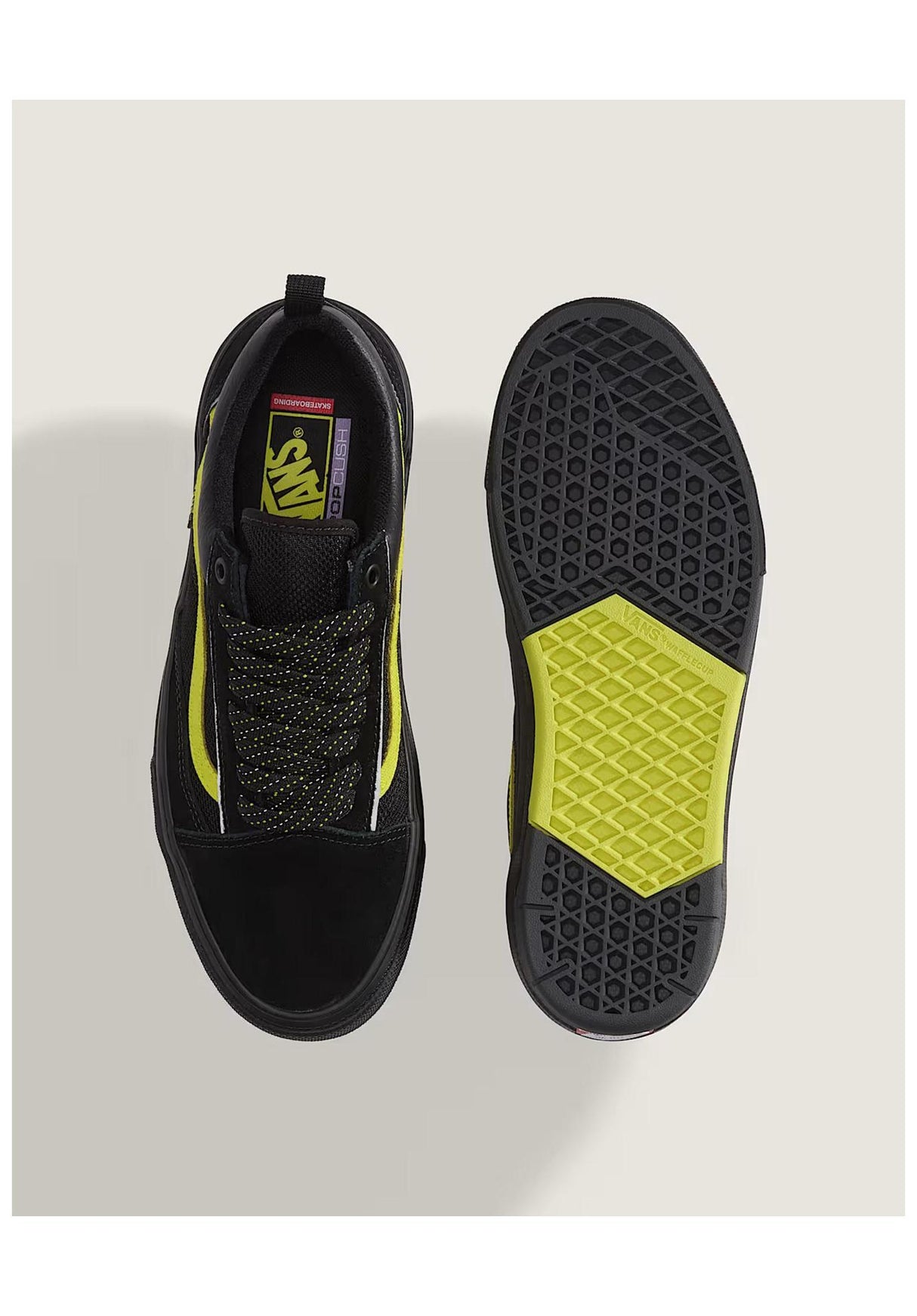 Vans Skate Old Skool Wafflecup Schuhe Jungs reflectiveblack-lime – Detailansicht 1