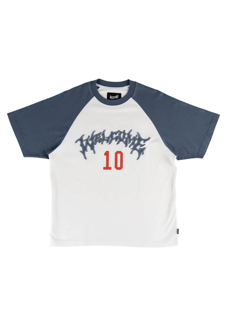 Dugout Boxy Raglan With Fabric Patch white-navy Vorderansicht
