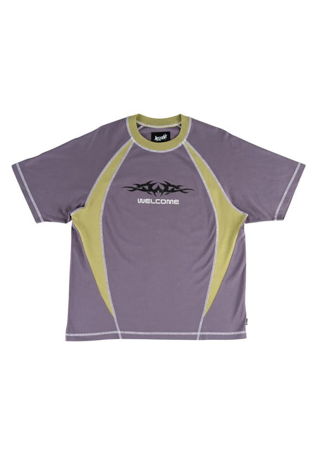 Welcome Rash Boxy Paneled Raglan T-Shirt grape – Vorderansicht