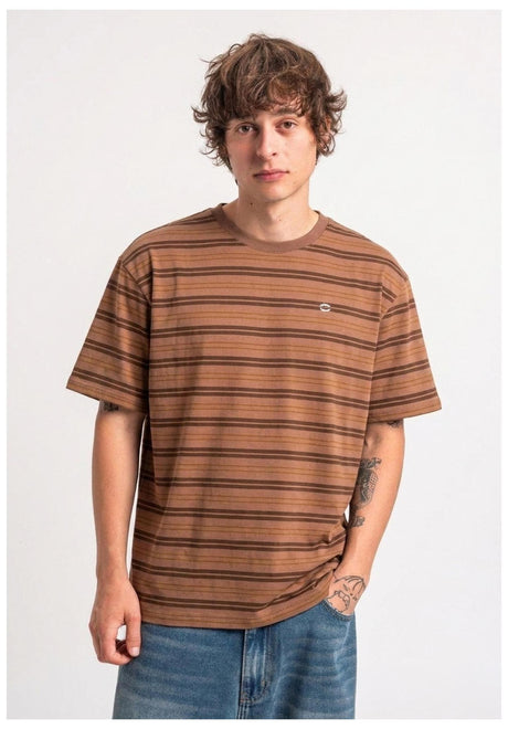 TITUS Icon Stripes T-Shirt darkbrown-striped – Vorderansicht