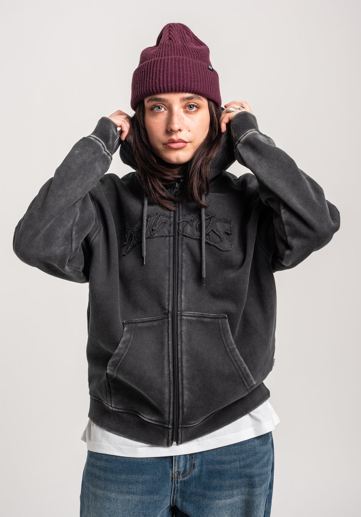 TITUS W Classic Front Zip-Hoodie blackfaded – Rückenansicht