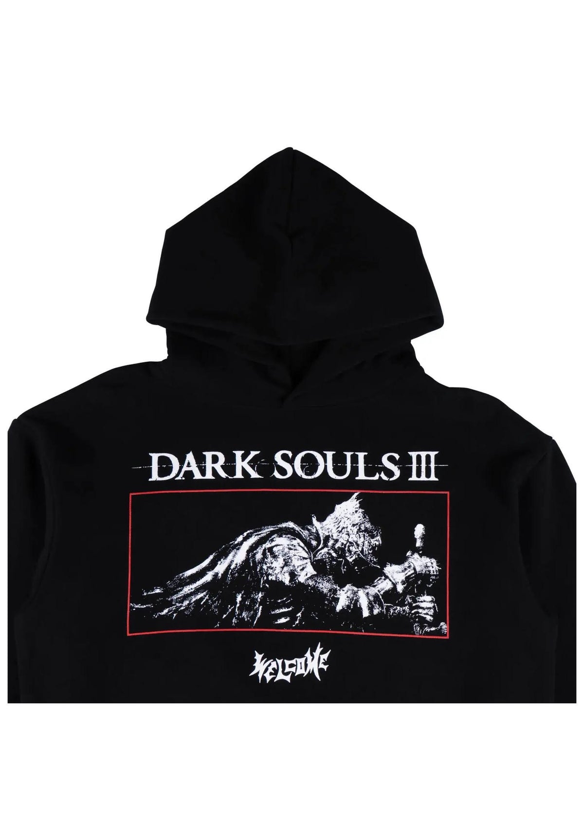 Welcome x Dark Souls Cinder Enzyme-washed Boxy Hoodie black – Rückenansicht