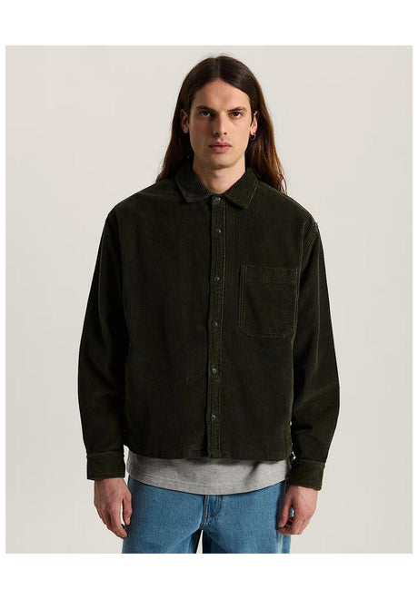 Vans Martinez Cord Hemd-Langarm obsidian-fern – Vorderansicht