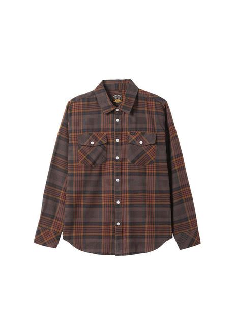 Dark Seas Newton Lightweight Hemd-Langarm brown-black – Vorderansicht