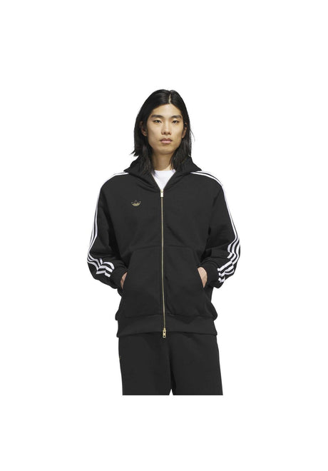 adidas-skateboarding Tysh Trck Jckt Zip-Hoodie black-white – Vorderansicht