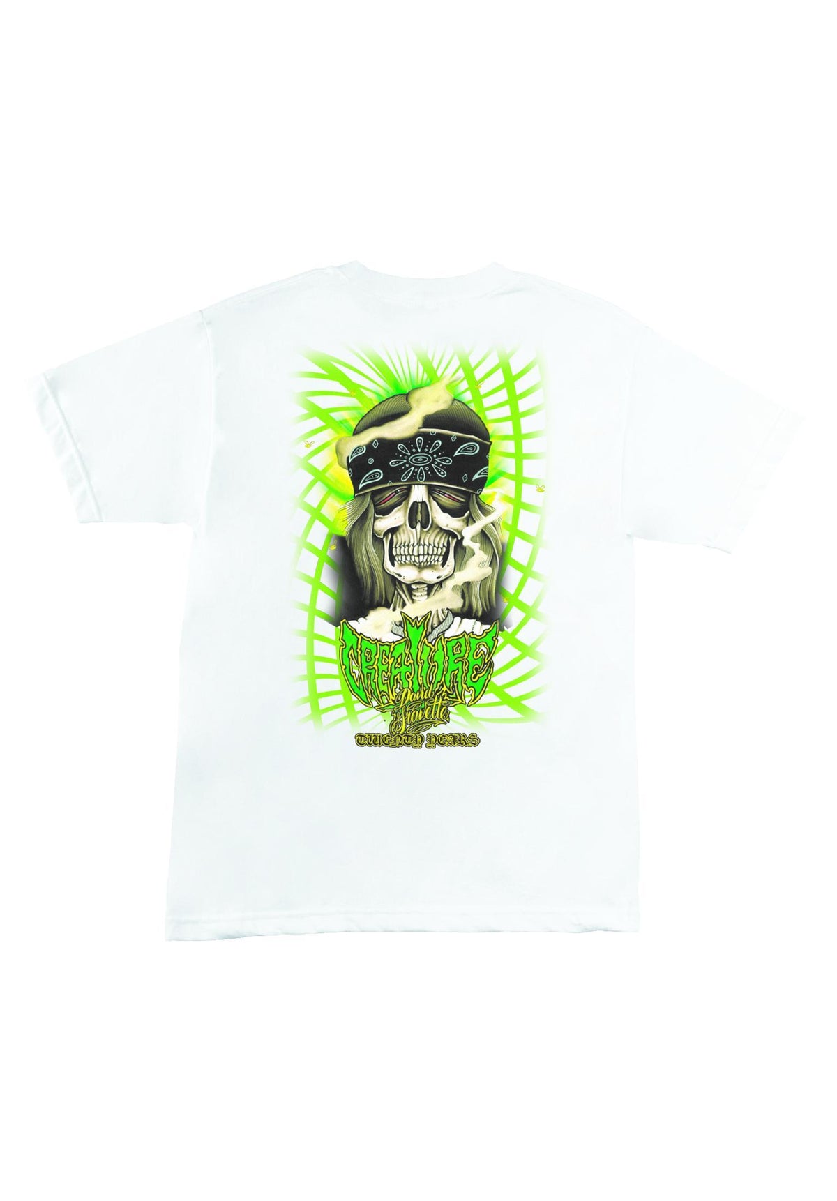 Creature Gravette Hippie Skull 20th Pocket Heavyweight T-Shirt white – Rückenansicht