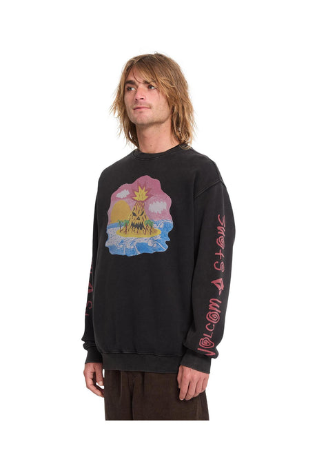 Volcom FA Ozzy Crew Sweatshirt lightacidblack – Vorderansicht