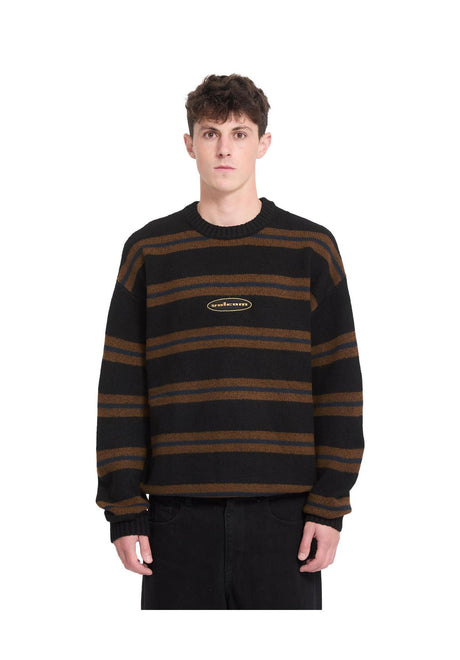 Volcom Striperstand Strickpullover black – Vorderansicht