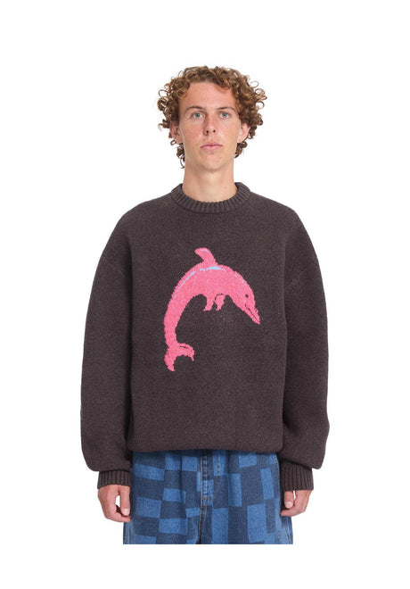 Volcom FA Ozzy Swtr Dolphin Strickpullover raisin – Vorderansicht
