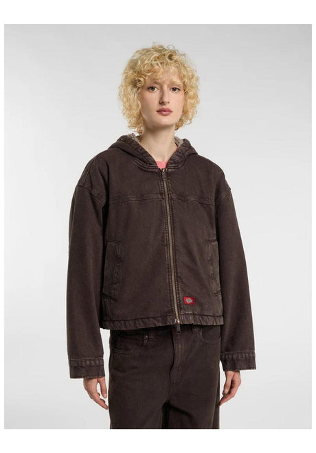 Dickies Miami Denim Hooded Zip-Hoodie darkbrown – Vorderansicht