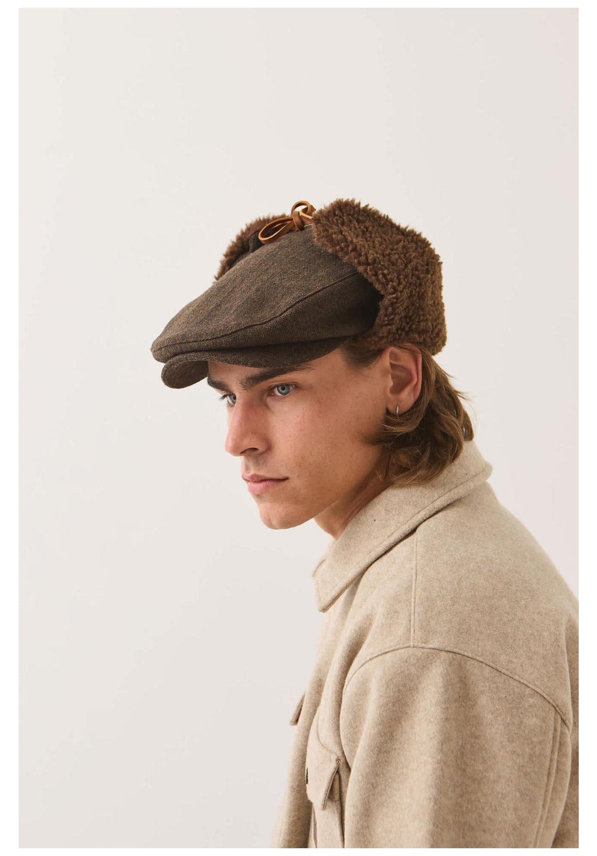 Brixton Barrel Earflap Snap Cap Hut brown-brown-tweed – Detailansicht 1