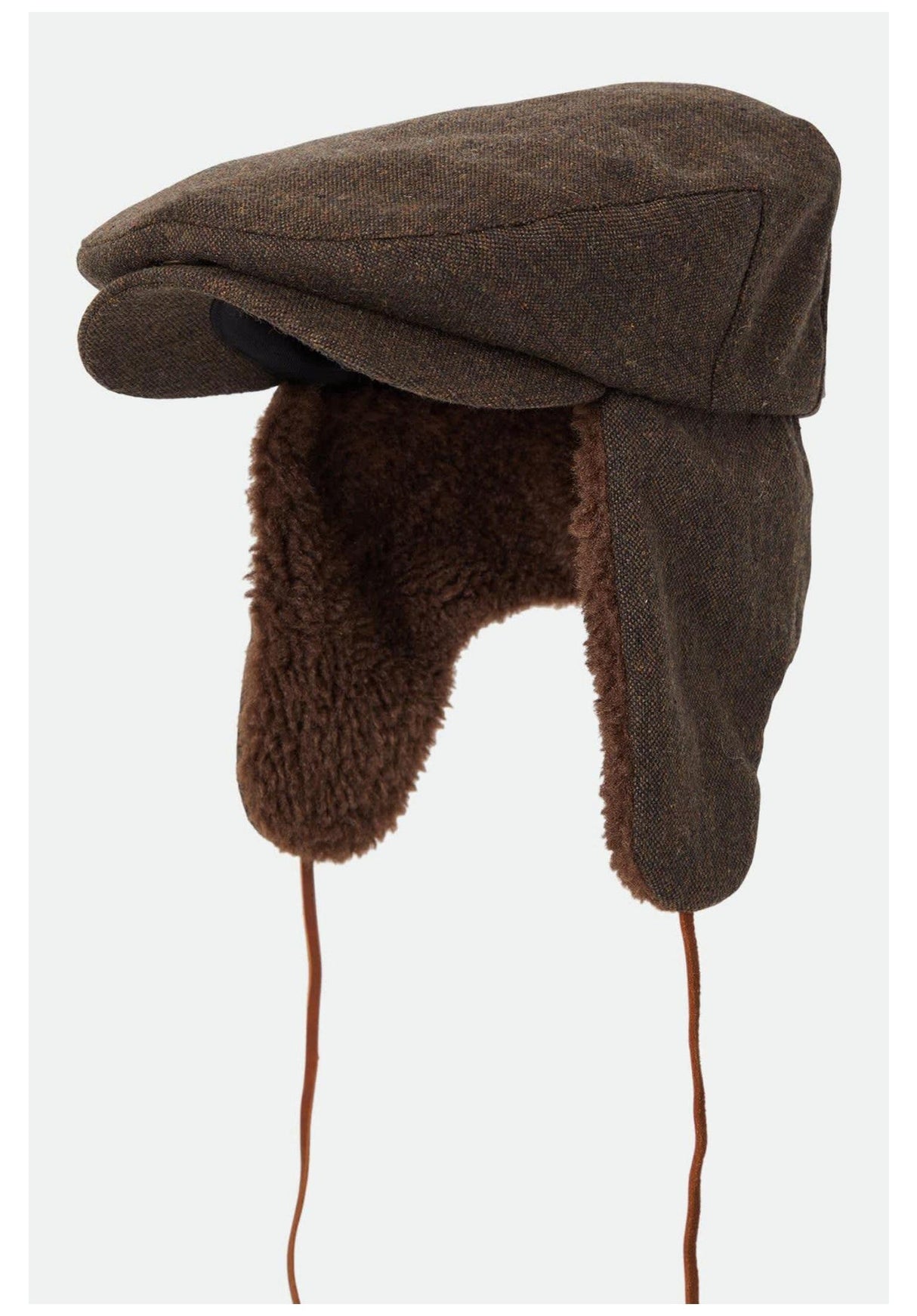 Brixton Barrel Earflap Snap Cap Hut brown-brown-tweed – Rückenansicht