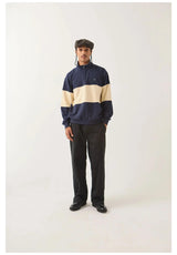 Brixton Danville Quarter Zip Fleece Sweatshirt navy-whitecap – Rückenansicht