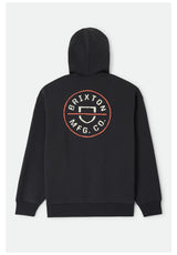 Brixton Crest II Hood Hoodie black – Rückenansicht