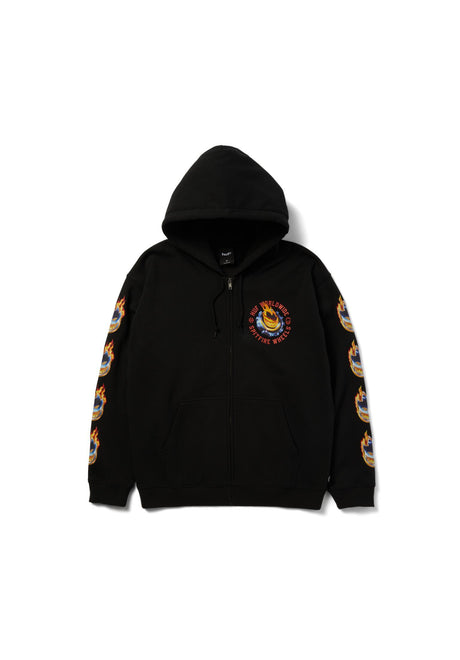 HUF x Spitfire Chrome Head Zip-Hoodie black – Vorderansicht