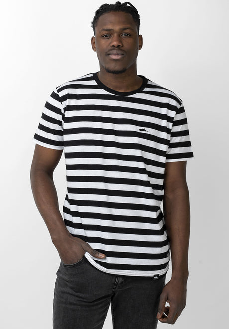 Atticus Frame Stripe T-Shirt black-white – Ansicht 1