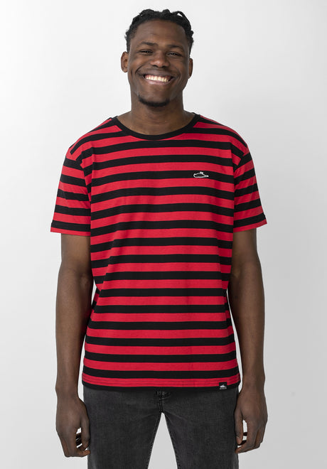 Atticus Frame Stripe T-Shirt black-red – Ansicht 1