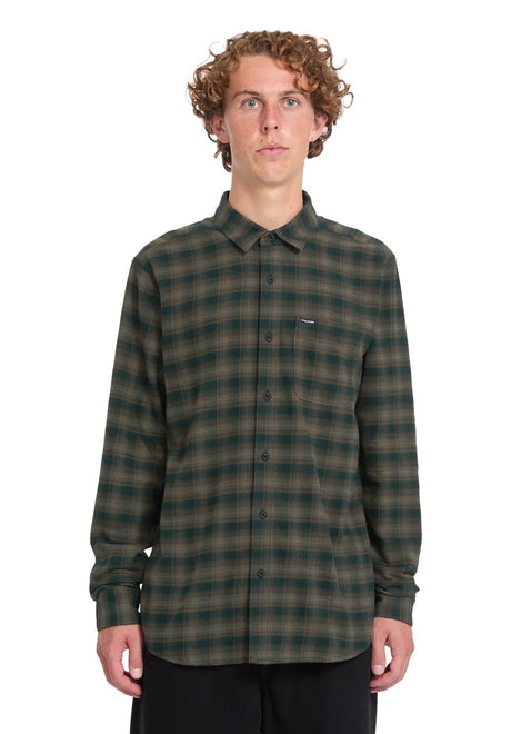 Volcom Caden Plaid Hemd-Langarm wintermoss – Vorderansicht