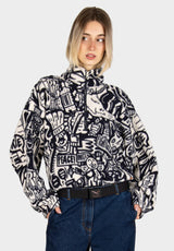 iriedaily Arkta Teddy Troyer Sweatshirt navy-white – Vorderansicht