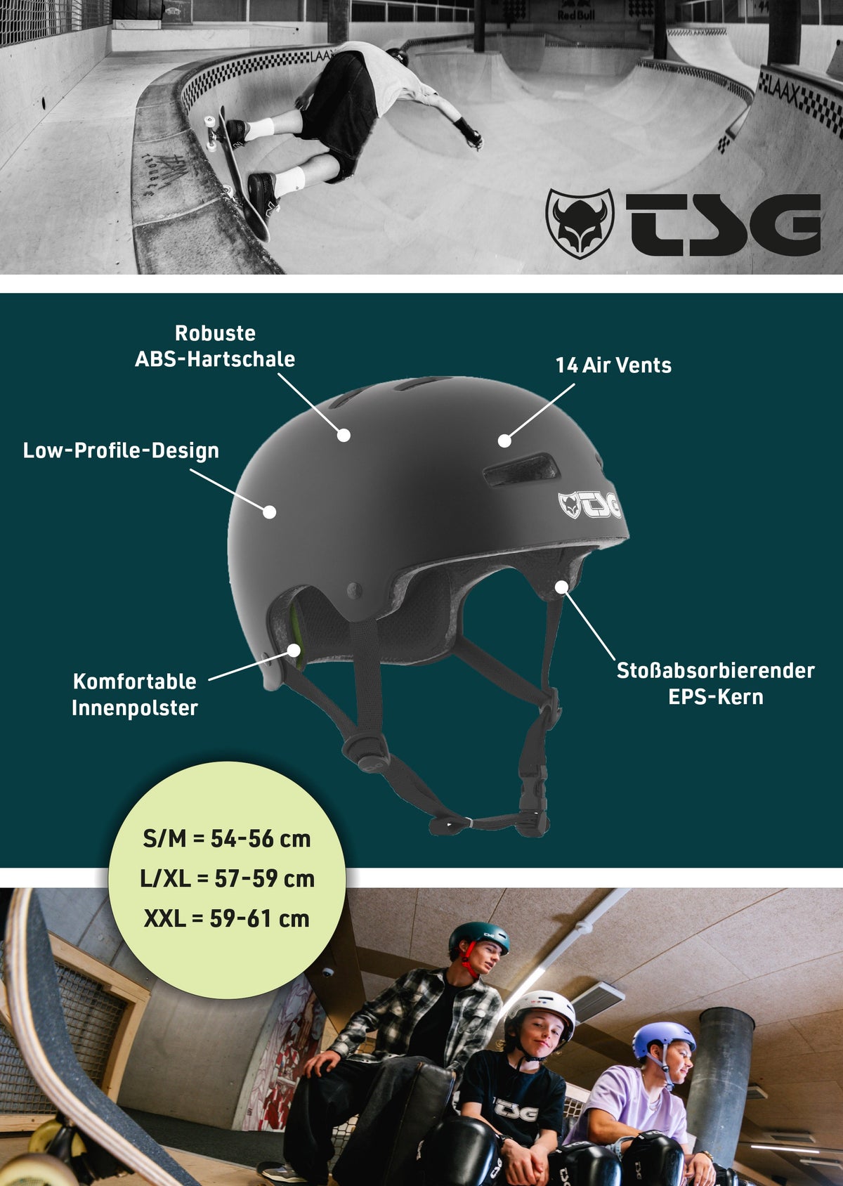 tsg fahrradhelm herren Evolution Solid Colors TSG Helm in injected black – TITUS