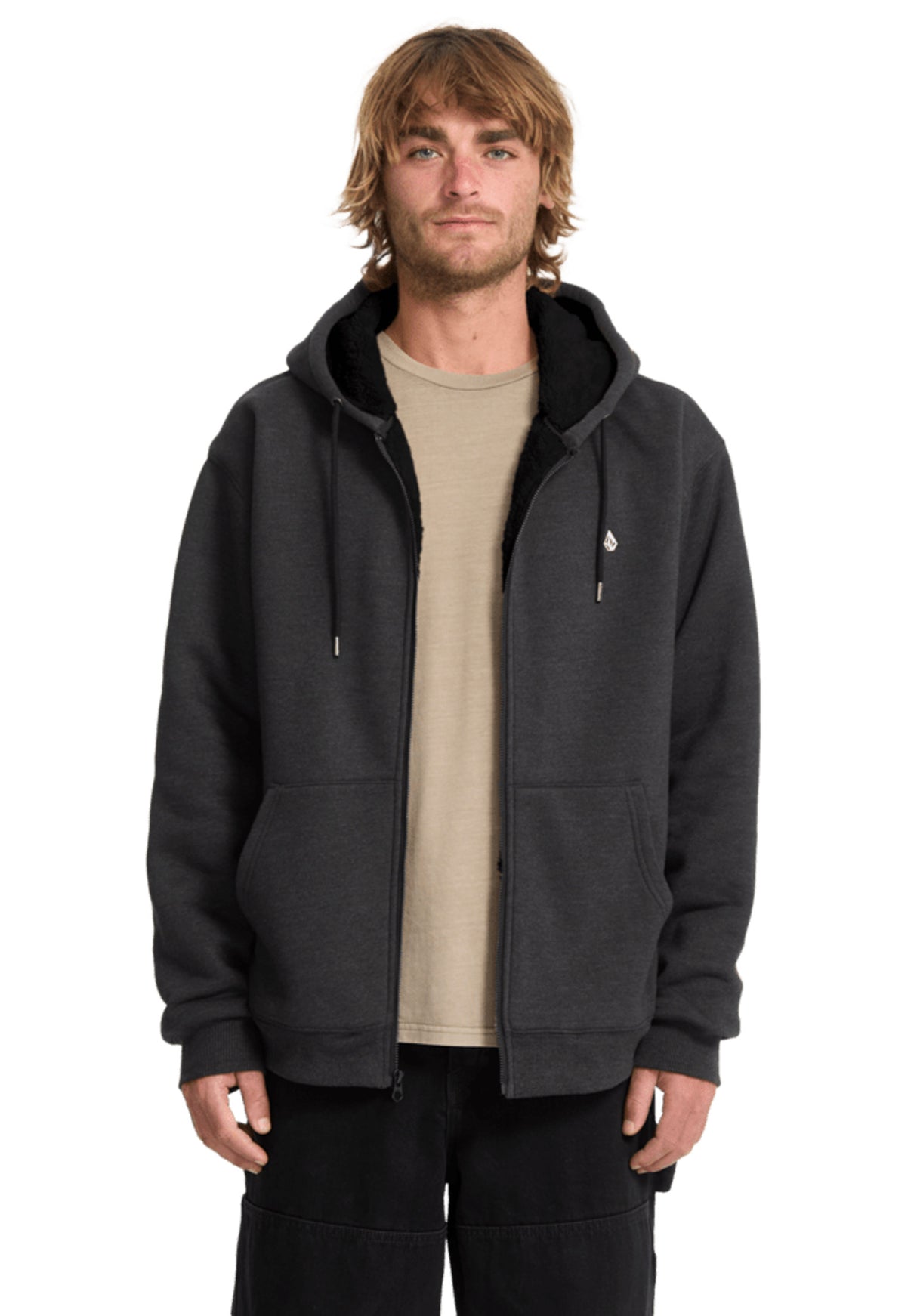 Single Stone Lined Zip heatherblack Vorderansicht
