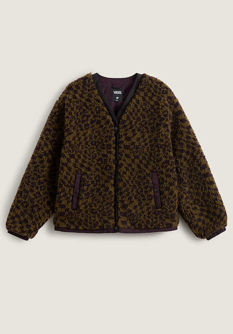 Suffolk Cheetah Check Pile Coat darkport Vorderansicht