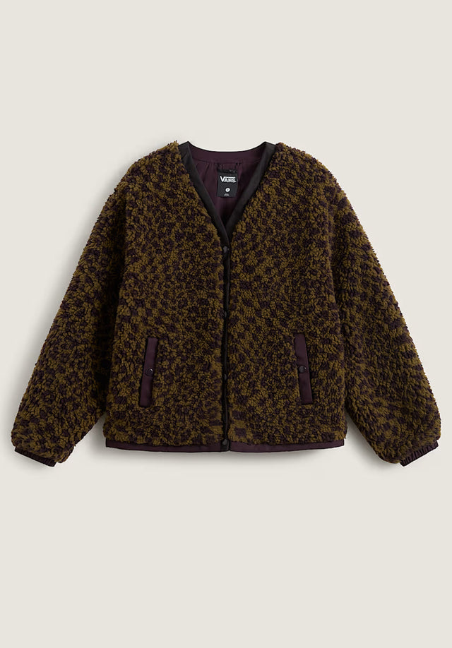 Suffolk Cheetah Check Pile Coat darkport Vorderansicht