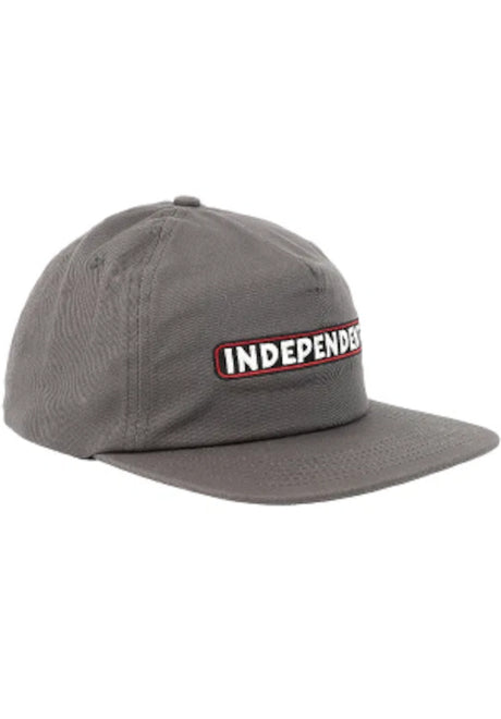 Independent Bar Logo Snapback Unstructured Cap charcoal – Vorderansicht
