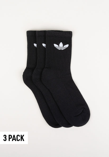 Cushioned Trefoil Mid Cut Crew Sock 3 Pck black Vorderansicht