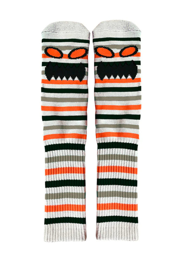 Monster Face Mini Stripes Crew grey-orange Vorderansicht