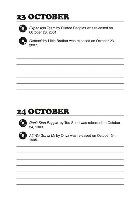 Hip Hop Journal Book - Calender multicolored Closeup1