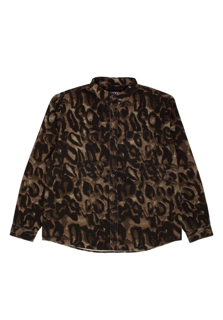 Long Sleeve Button Down brown leopard camo Vorderansicht