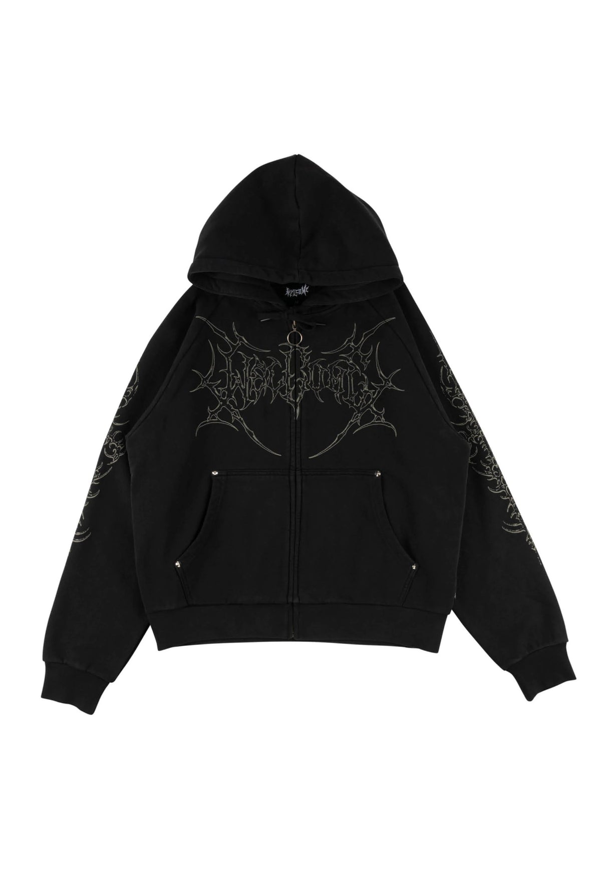 Grapple Cropped Pigment-Dyed Zip black Vorderansicht