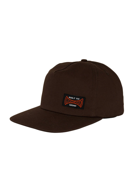 Independent Built To Grind 5-Panel Snapback Unstructured Cap chocolate – Vorderansicht