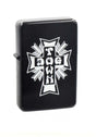 Ese Cross Flip Top Metal Lighter black-white Vorderansicht